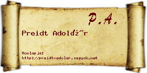 Preidt Adolár névjegykártya
